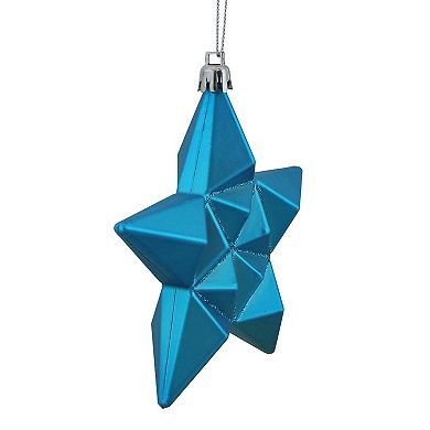 12-Pack Matte Turquoise Blue Glittered Star 5" Shatterproof Christmas Ornaments