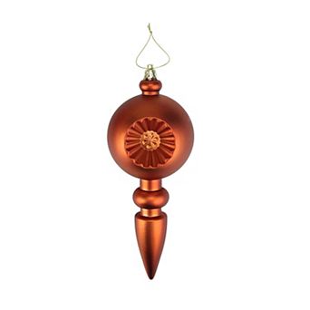 4-Pack Matte Orange Retro Reflector 7.5" Shatterproof Christmas Finial Ornaments