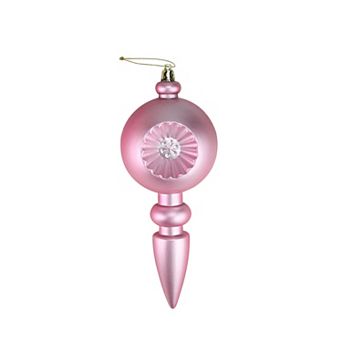 4-Pack Matte Bubblegum Pink Retro Reflector 7.5" Shatterproof Christmas Finial Ornaments