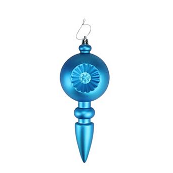 4-Pack Matte Turquoise Blue Retro Reflector 7.5" Shatterproof Christmas Finial Ornaments