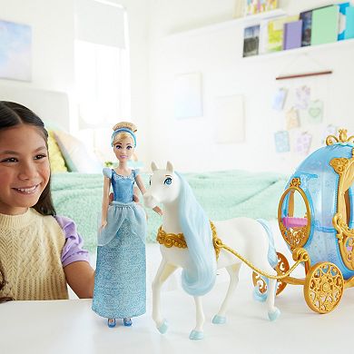 Disney's Cinderella Rolling Carriage & Horse with Brushable Mane & Tail Playset by Mattel