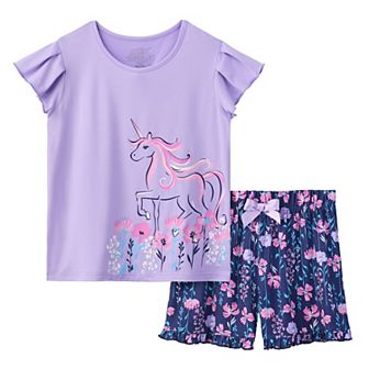 Girls 4-12 Cuddl Duds® Pajama Graphic Top and Pajama Shorts Set