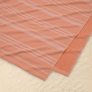 The Big One Pink Striped Sand Resistant Beach Towel