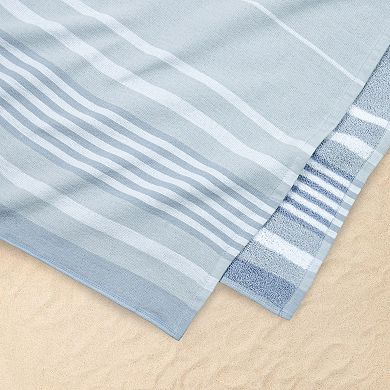 The Big One Blue Striped Sand Resistant Beach Towel