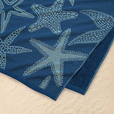 The Big One Blue Starfish Sand Resistant Beach Towel