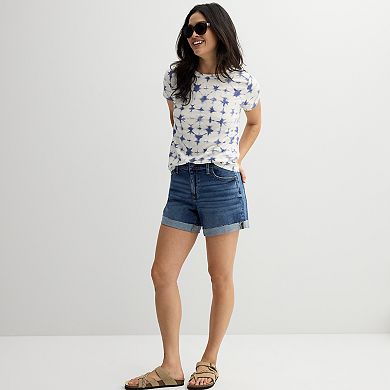 Women's Sonoma Goods For Life® Curvy Mid-Rise Roll Cuff Jean Shorts