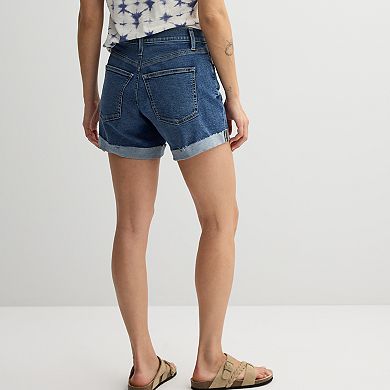 Women's Sonoma Goods For Life® Curvy Mid-Rise Roll Cuff Jean Shorts