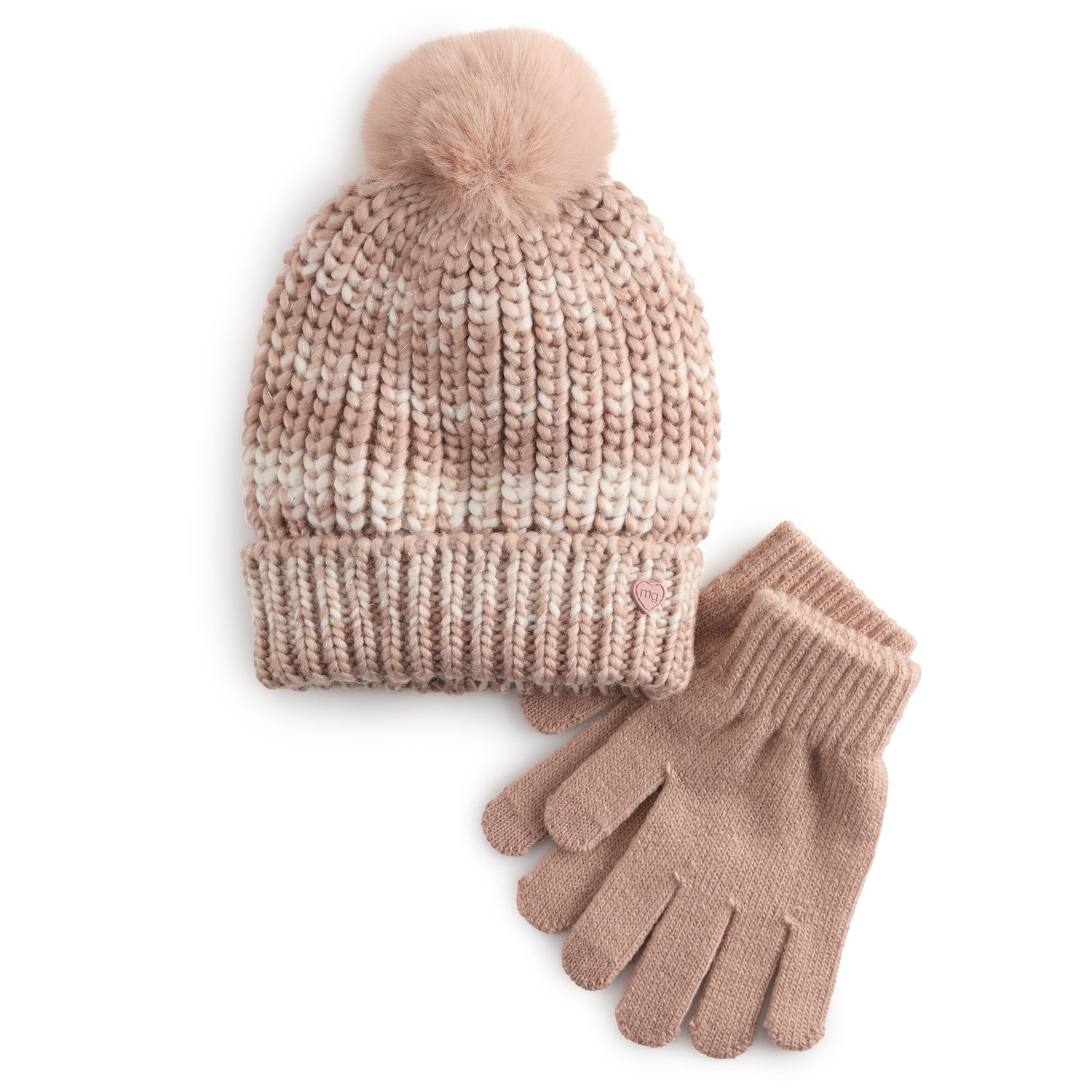 EGH1-2067 Oversized Beanie & Lined Glove Set - Confetti Oatmeal, 100% Acrylic - View #8