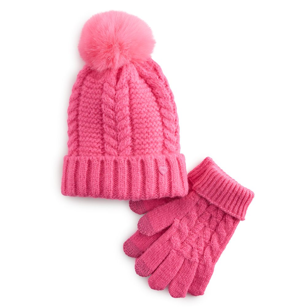 Madden Girl Juniors Eyelash Knit Brown Pom Pom Beanie and Mittens Set NWT Madden Girl Women Juniors Eyelash Brown Pom Pom Beanie And  main image 4