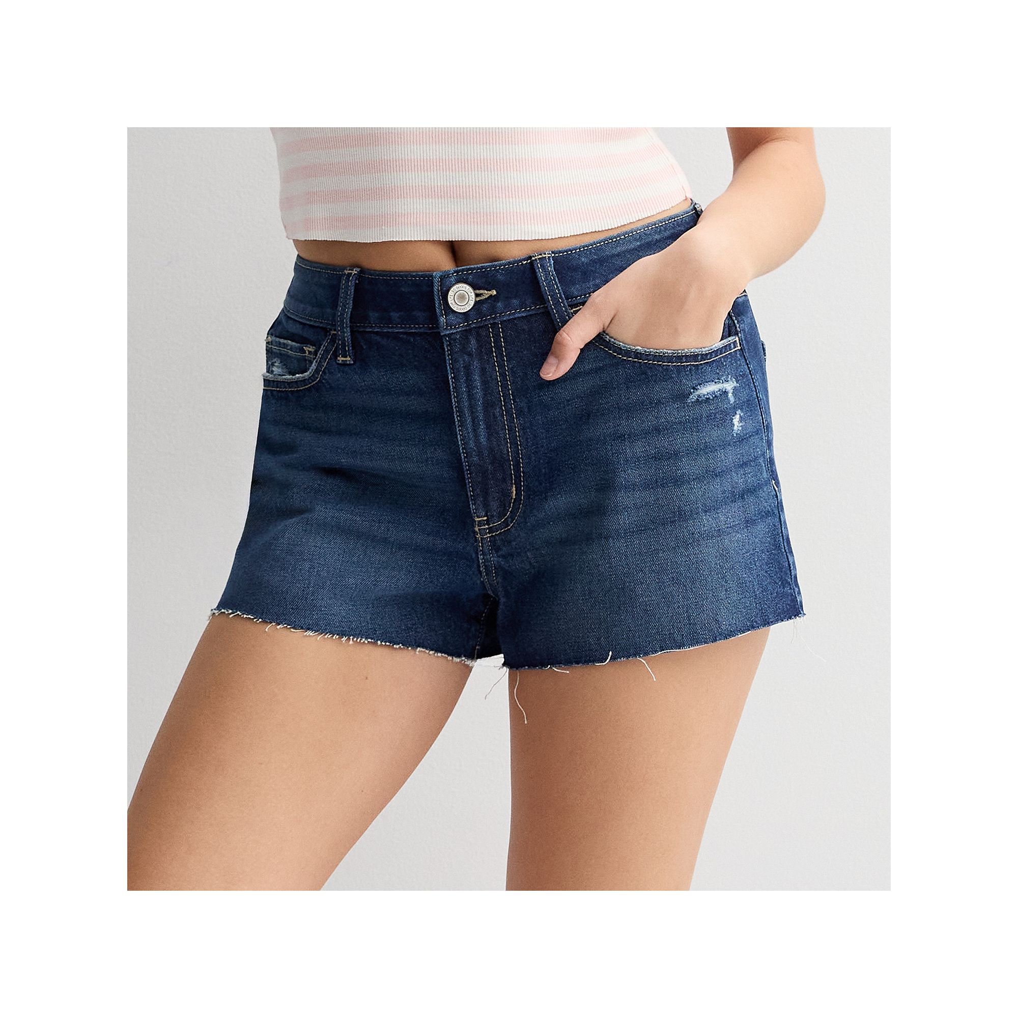 Juniors SO® Mid-Rise Relaxed Jean Shorts, Girls, Size: 1, Dark