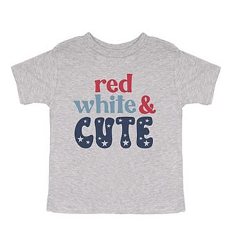 Red White And Cute Stars Toddler Short Sleeve Graphic Tee