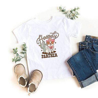 Howdy Partner Dog Toddler Short Sleeve Graphic Tee