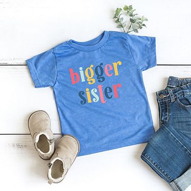 Bigger Sister Colorful Toddler Short Sleeve Graphic Tee