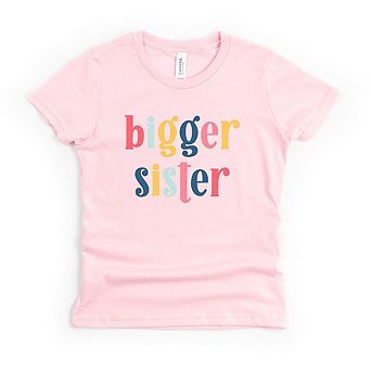 Bigger Sister Colorful Toddler Short Sleeve Graphic Tee