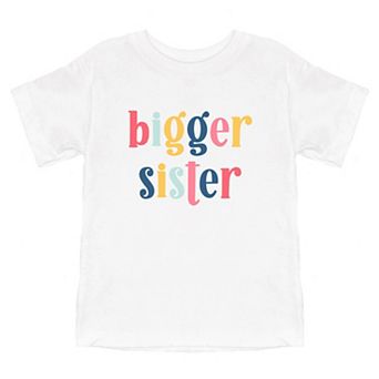 Bigger Sister Colorful Toddler Short Sleeve Graphic Tee