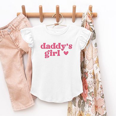 Daddy's Girl Heart Toddler Flutter Sleeve Graphic Tee