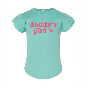 Daddy's Girl Heart Toddler Flutter Sleeve Graphic Tee