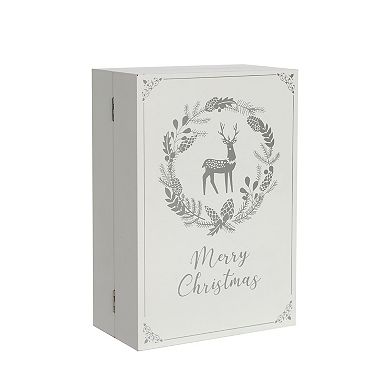 Polar Elegance Christmas Wooden Advent Calendar Book W/24 Drawers And Leds Holiday Gifts Home Decor