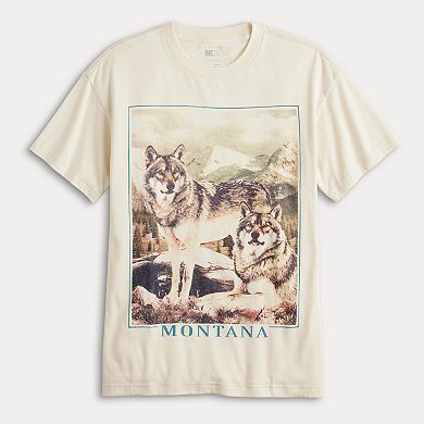 Men's Montana Mountain Range Wolves Graphic Tee