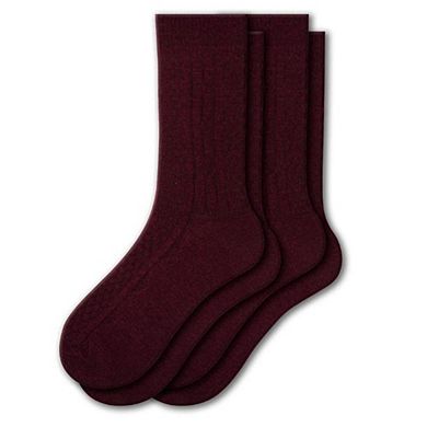 Classic Cable Knit Acrylic Crew Socks 2 Pair Pack
