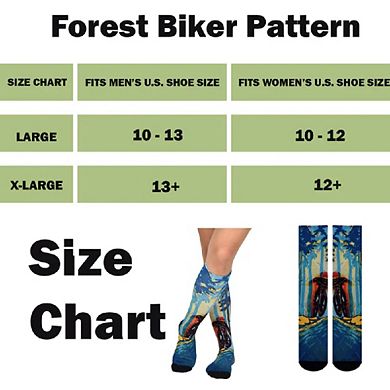 Sierra Socks Forest Biker Pattern Coolmax Socks, Nature Collection For Men & Women Knee High Socks
