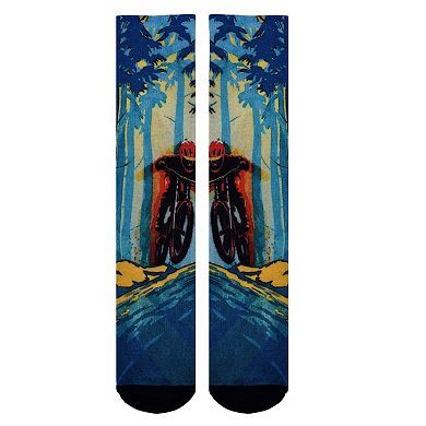 Sierra Socks Forest Biker Pattern Coolmax Socks, Nature Collection For Men & Women Knee High Socks