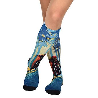 Sierra Socks Forest Biker Pattern Coolmax Socks, Nature Collection For Men & Women Knee High Socks
