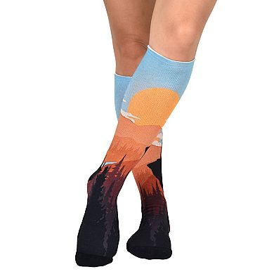 Sierra Socks Sunset Stroll Pattern Coolmax Socks, Nature Collection For Men & Women Knee High Socks