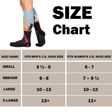 Sierra Socks Sunset Stroll Pattern Coolmax Socks, Nature Collection For Men & Women Knee High Socks