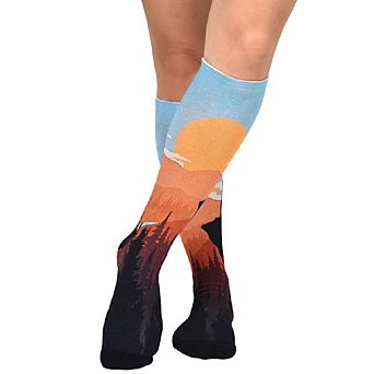 Sierra Socks Sunset Stroll Pattern Coolmax Socks, Nature Collection For Men & Women Knee High Socks