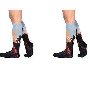 Sierra Socks Sunset Stroll Pattern Coolmax Socks, Nature Collection For Men & Women Knee High Socks