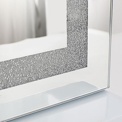 Vanitii Hollywood Mirror With Lights Crystal Led Bluetooth Wall Mount White