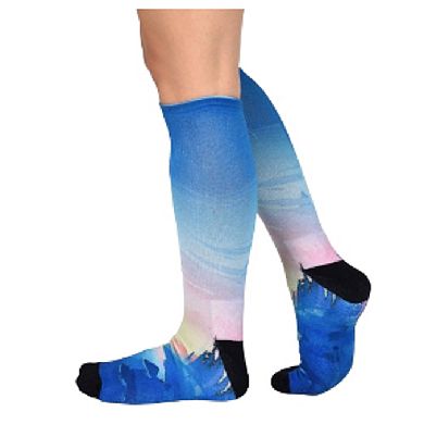 Sierra Socks Sunset Stream Pattern Coolmax Socks, Nature Collection For Men & Women Knee High Socks