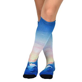 Sierra Socks Sunset Stream Pattern Coolmax Socks, Nature Collection For Men & Women Knee High Socks