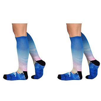 Sierra Socks Sunset Stream Pattern Coolmax Socks, Nature Collection For Men & Women Knee High Socks