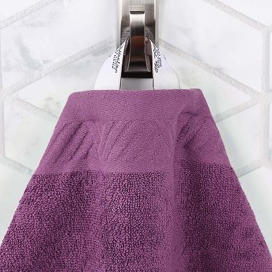 SUPERIOR 4-Piece Basketweave Egyptian Cotton Jacquard and Solid Bath Towel Set