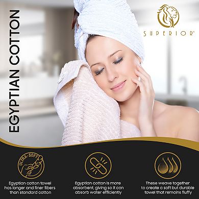 SUPERIOR 4-Piece Basketweave Egyptian Cotton Jacquard and Solid Bath Towel Set