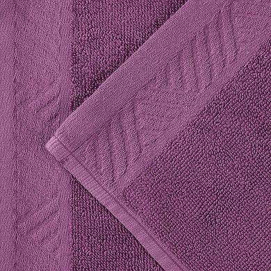 SUPERIOR 4-Piece Basketweave Egyptian Cotton Jacquard and Solid Bath Towel Set