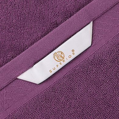 SUPERIOR 4-Piece Basketweave Egyptian Cotton Jacquard and Solid Bath Towel Set