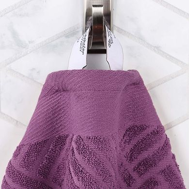 SUPERIOR 4-Piece Basketweave Egyptian Cotton Jacquard and Solid Bath Towel Set