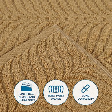 SUPERIOR 4-Piece Zero Twist Cotton Solid and Jacquard Chevron Bath Towel Set