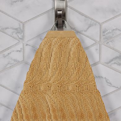 SUPERIOR 4-Piece Zero Twist Cotton Solid and Jacquard Chevron Bath Towel Set
