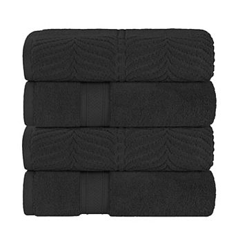 SUPERIOR 4 pc Zero Twist Cotton Solid and Jacquard Chevron Bath Towel Set