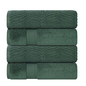 SUPERIOR 4 pc Zero Twist Cotton Solid and Jacquard Chevron Bath Towel Set