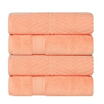 SUPERIOR 4 pc Zero Twist Cotton Solid and Jacquard Chevron Bath Towel Set