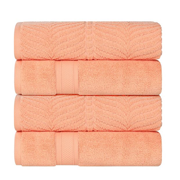 SUPERIOR 4-Piece Zero Twist Cotton Solid and Jacquard Chevron Bath