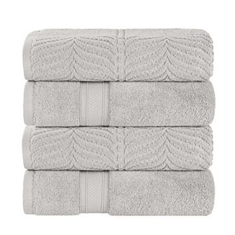 SUPERIOR 4 pc Zero Twist Cotton Solid and Jacquard Chevron Bath Towel Set