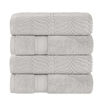 SUPERIOR 4 pc Zero Twist Cotton Solid and Jacquard Chevron Bath Towel Set