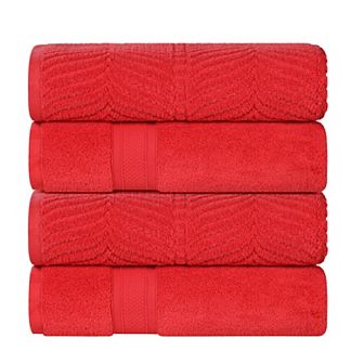 SUPERIOR 4 pc Zero Twist Cotton Solid and Jacquard Chevron Bath Towel Set