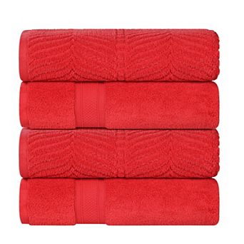 SUPERIOR 4 pc Zero Twist Cotton Solid and Jacquard Chevron Bath Towel Set